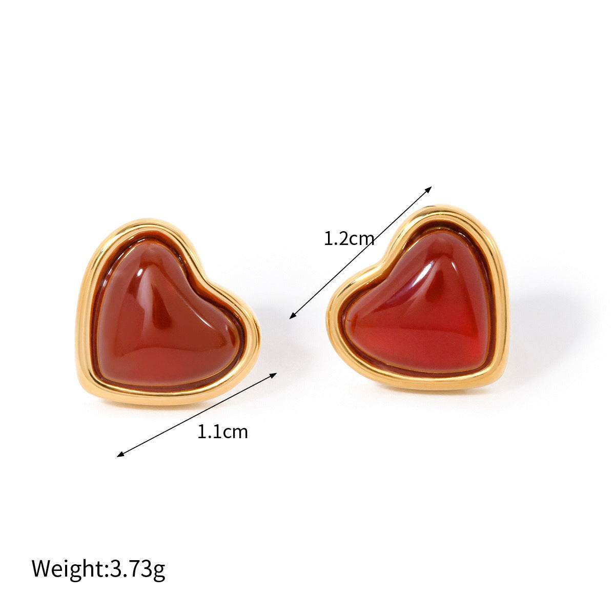 18K Gold Heart-Shaped Earrings With Oil Drop Design - Damned Threads